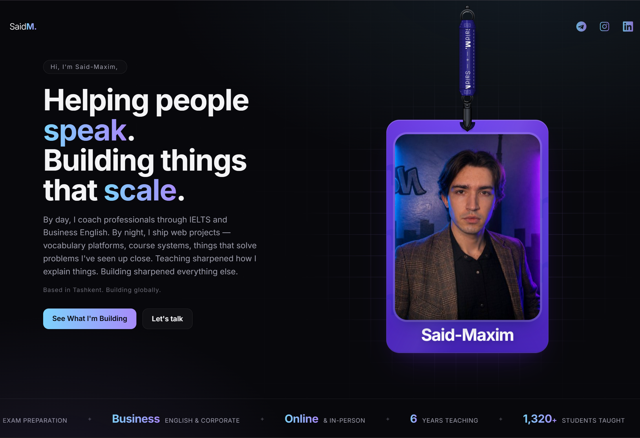 Said-Maxim website homepage designed and built by Maxmud